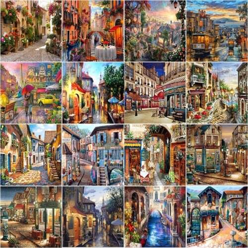 DIY PHOTO CUSTOM Diamond Painting Rhinestones Town landscape diamant painting Embroidery Beadwork 5D Cross Stitch Home Decor