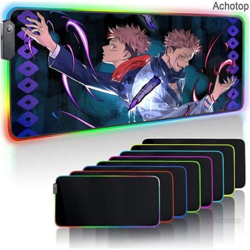 Anime Jujutsu Kaisen Mouse Pad Gamer RGB Gaming Mousepad LED Color Light Lock edge Desktop Game Carpet Keyboard Desk Mat Pad XXL