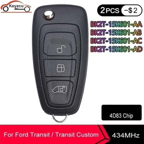 KEYECU For Ford Transit / Transit Custom 2012 2013 2014 2015 2016 Remote Key BK2T-15K601-AA/ AB/ AC/AD 434MHz 4D83 ID65+ Chip