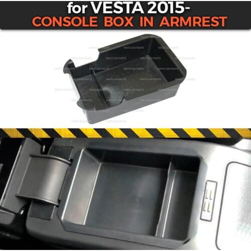 Console for Lada Vesta 2015- in car center armrest plastic ABS storage box container glove holder pocket car styling accessories