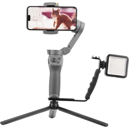 Square Fill Light L-shaped Handheld Handle Bracket Folding Tripod for DJI OSMO Mobile 2/ 3 Gimbal Stabilizer Accessories