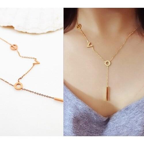 Love Alphabetic necklace for Women Hot Selling titanium steel Rose Gold Necklace Gift Jewelry