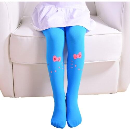 Opaque Footed Girls Kids Tights Kitty Cat Pattern Velvet Soft Dancing Children Girls Kids Stockings Tights 12 Colors