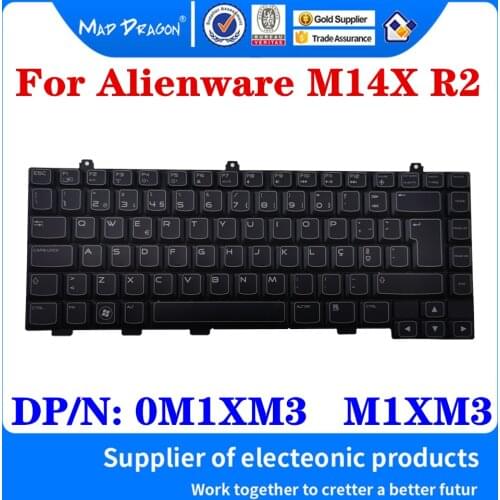 New Original Keyboard For Dell Alienware M14X M14X R2 Laptop Backlit keyboard NSK AKU06 DP/N: 0M1XM3 M1XM3 PK130G81A20