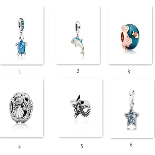 2021 New Summer Turtle Starfish Shells European Beads Fit Original Pandora Charms S925 Bracelet DIY Women Jewelry