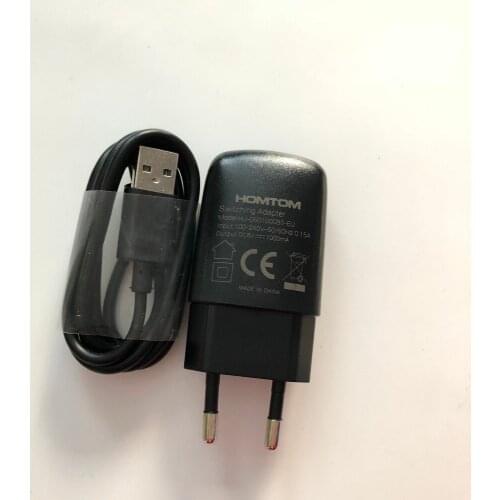 Used Travel Charger + USB Cable USB Line For Homtom HT16 3G Smartphone MT6580 Quad Core 5.0 Inch HD 1280x720 Free Shipping