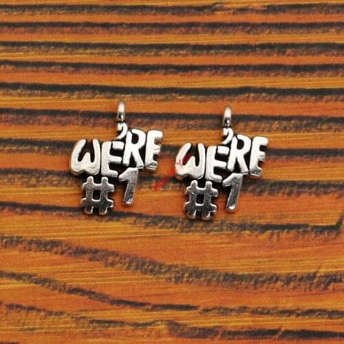 We are Number One Charm Pendant fit Bracelet Necklace Tibetan Silver Plated Jewelry DIY Making Accessories 21x16mm 10pcs