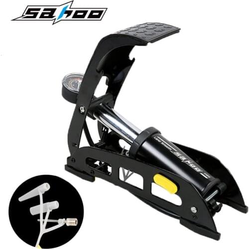 130PSI High Pressure Single Cylinder Foot Pedal Air Pump Portable Bike Pump MTB Road Scooter Motorcycle Car Tire Inflator