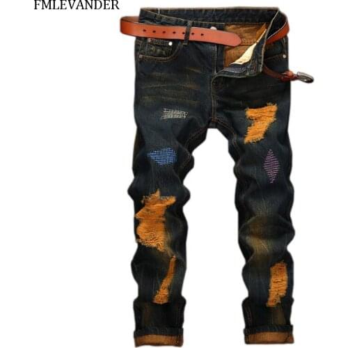High Quality Straight Hole Jeans For Men Casual Slim Pants Jeans For Men
