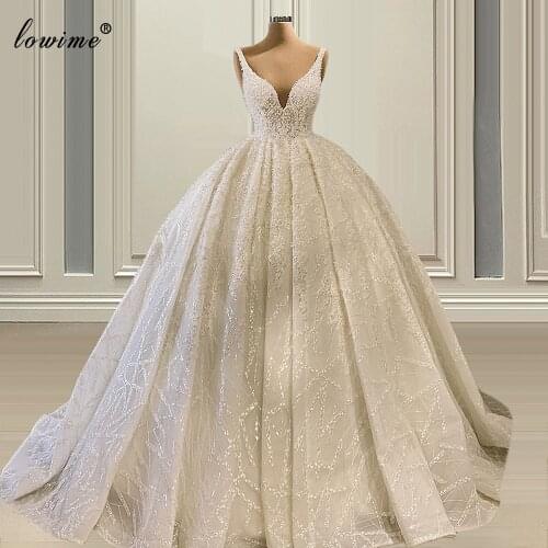 Robes De Mariage Plus Size Sequins Glitter Wedding Dresses 2021 Pregnant A-Line Wedding Gowns Sleeveless Beach Bridal Gowns