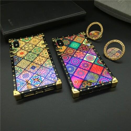 Luxury Glitter Gold Square Phone Cover Shinning Vintage Flower Case for Motorola Moto G Power One 5G Ace G Stylus G Play 2021