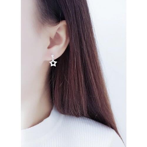 925 Sterling Silver Prevent Allergy Star Brincos Stud Earrings for Women Wedding Earrings Jewelry Accessories