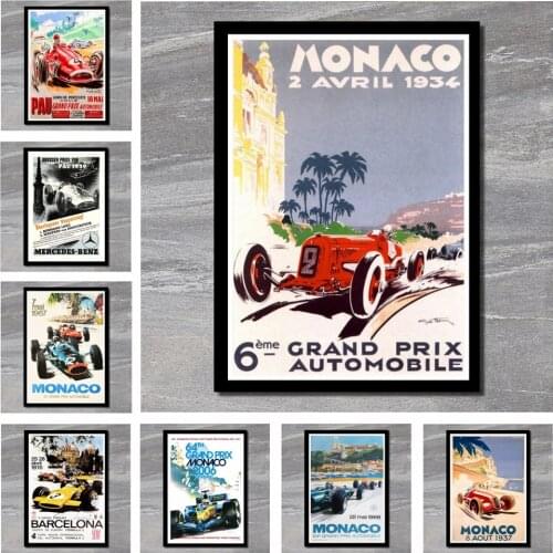 Perfect JL Grand Prix Super Racing Car Retro 2006 Monaco Race 64th Motor Classic Movie Poster Wall Stickers