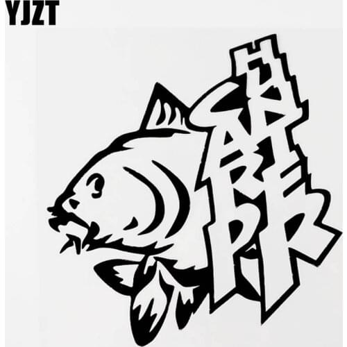 YJZT 15.5CM×16.3CM Fashion Carp Hunter Vinyl Motorcycle Car Sticker Decal Black/Silver 8C-0504