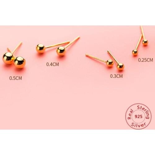 4MM Small Bead Ball 925 Genuine Silver Color Stud Earring for Women Men Bijoux Brincos Prevent Allergy Cheap Sale