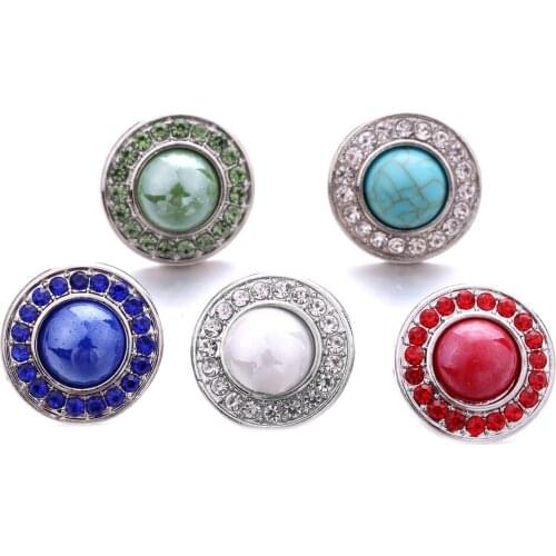 10pcs/lot Snap Jewelry Pearl Rhinestone 18mm Snap Buttons Vintage Metal Snap press buttons fit Snap Bracelet For Women Men