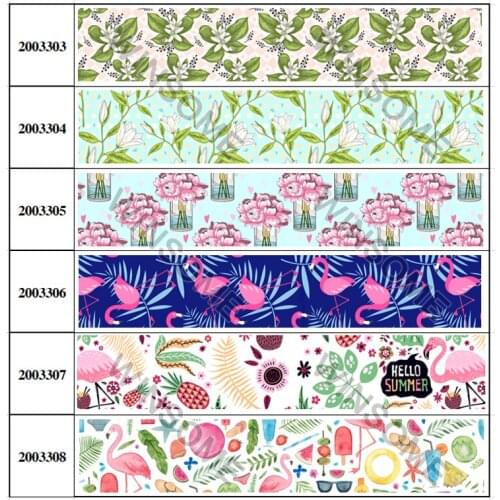 10yards different sizes lovely flowers pattern printed grosgrain ribbon