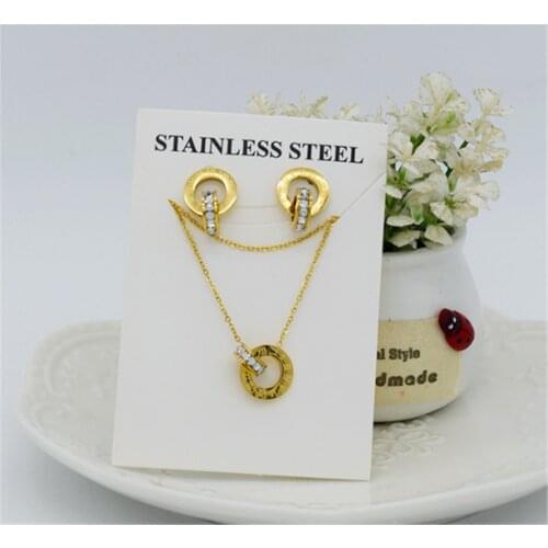 316L Stainless Steel Roman Numerals Chrysanthemum Five-pointed Star Necklace Earrings Jewelry Set Unfading