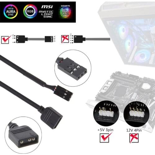 5V 3PIN RGB VDG Adapter Line Connector Motherboard 5V 3Pin VDG to Normal 3Pin