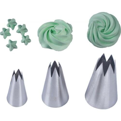 612#1M 633 Stainless Steel Icing Piping Nozzle Set 3pc DIY Flower Nozzles Cake Decoraitng Tools Chocolate Cupcake Pastry Nozzles
