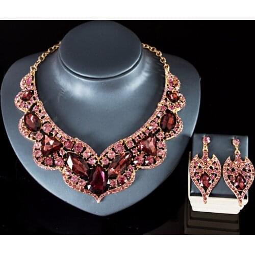 LAN PALACE african necklace Glass parure bijoux femme mariage necklace and earrings for wo'men free shipping