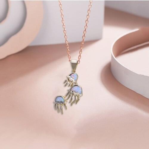 Ayowei Anniversary gift Specially Designed Animal Jellyfish White Opal yellow gold color Pendant Fashion Jewelry OPS720A