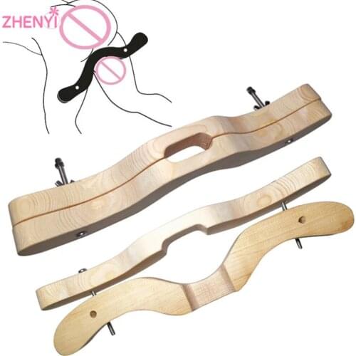 BDSM Sex Toys For Couples Men Delay Ejaculation Cock Lock Penis Ring Ball Torture Ball Stretcher Scrotal Fixture Wood Adult Game