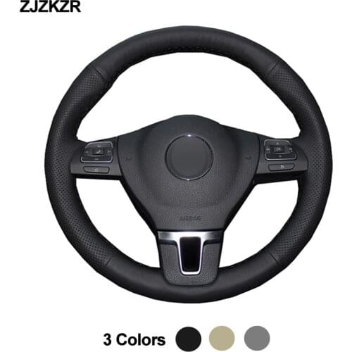 Black Beige Gray Car Steering-Wheel Cover Wrap Hand Sewing For Volkswagen VW Transporter Caravelle Multivan T5 2009- 2014 2015