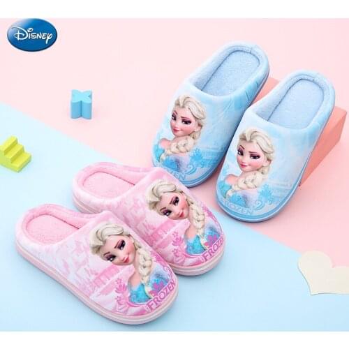 Disney Children Cartoon Cotton Elsa Slippers 2021 Autumn and Winter New Ice Queen Slippers Home Slippers