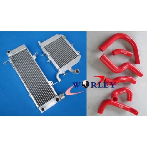 FOR Aluminum radiator & RED hose HONDA RVF400 NC35 NC30 VFR400 lower with fan bracket