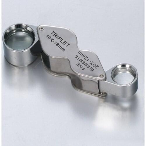 Twin Folding Magnifying Mirror Two Lenses 10 Times 20 Times Optical Glass Lens Identification Crafts Magnifying Glass