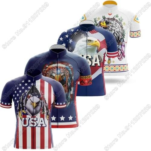 Native Eagle Usa 2021 Cycling Jersey Short Sleeve Summer Cycling Clothing Men Road Bike Shirts Mountain Bicycle Tops MTB Maillot