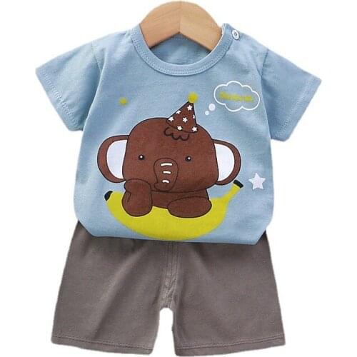 H954 T-Shirts Kids Tops Summer Childrens Clothing Short Sleeve Tops + Pants Kids Clothes Boy and Girl Outfits Fashion Clothes