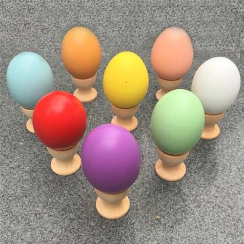 Hot Montessori Wooden Egg and Cup Simulation Wood Egg DIY Hand Painted Doodle Easter Egg Play House Pretend Play Toys Children