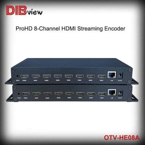 Dibview 8ch HDMI-compatible SRT Video Encoder to Ip H.264 H.265 IPTV MPEG4 RTSP HLS RTMPS DIGICAST Live Stream Facebook youtube