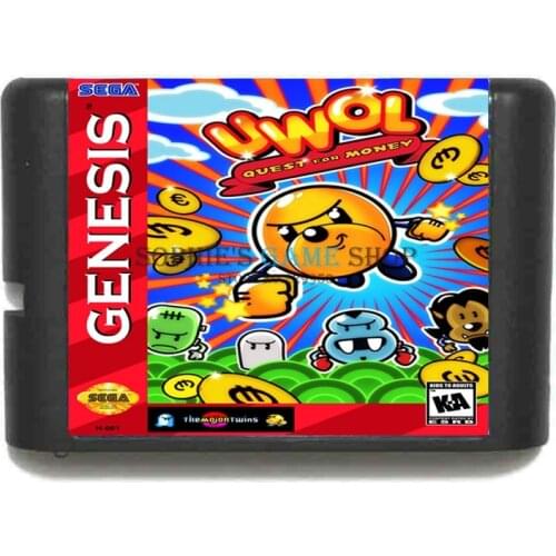 UWOL Quest for Money Game Cartridge Newest 16 bit Game Card For Sega Mega Drive / Genesis System