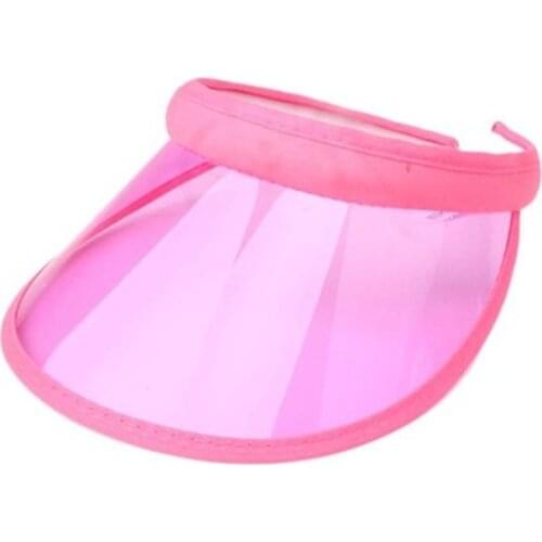 Summer Women Men Sun Hat Candy Color Transparent Empty Top Plastic PVC Sunshade Hat Visor Caps Bicycle Anti-UV Sun Visor Hat