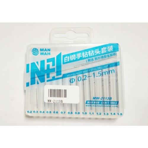 MANWAH MW-2113B Model Tools 14 in 1 High Guality White Steel Hand Drill Set(0.2~1.5mm)