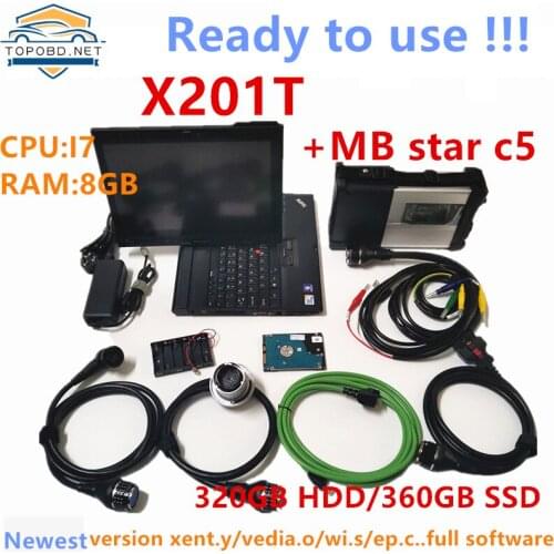 MB Star C5 2021 SD Connect C5 with newest software 2021.06 diagnostic tool mb star c5 vediamo/X/DTS with X201T i7 cpu 8GB RAM