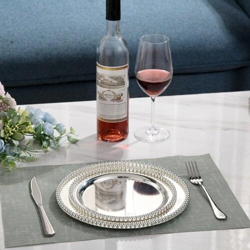 D30/25cm round metal silver dinner plates fruit bowl for cake pastry desserts fruits foods sugars wedding tableware decoration