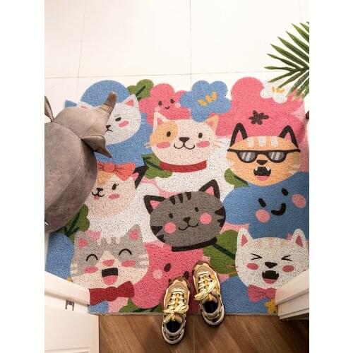 Cartoon lovely floor door mat PVC silk ring doormat household kitchen bedroom non slip waterproof antislip ground rug