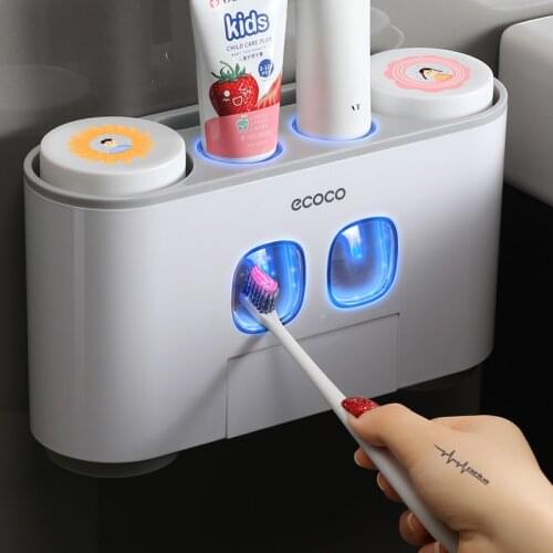 Wall Mount Bathroom Toothbrush Holder Automatic Toothpaste Squeezer Multicolor Organizer Set Finishing Storage Rack Accessories