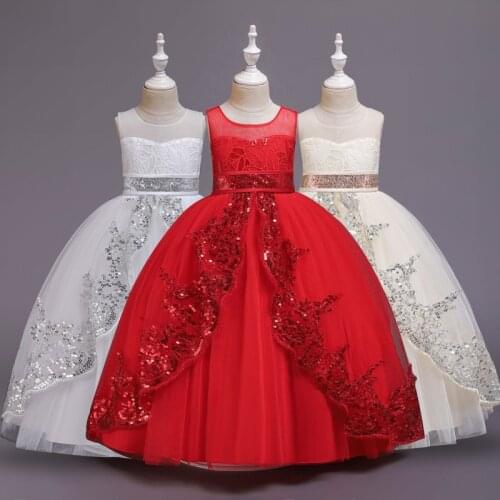 Baby girl dress lace sequin princess dress wedding dress dress girl catwalk dress girl show dress fluffy mesh flower girl dress