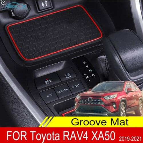 Anti-Slip Mat Phone Gate Slot Cup Rubber Pads Rug For Toyota RAV4 2019 2020 XA50 RAV 4 50 Interior Decoration Accessories