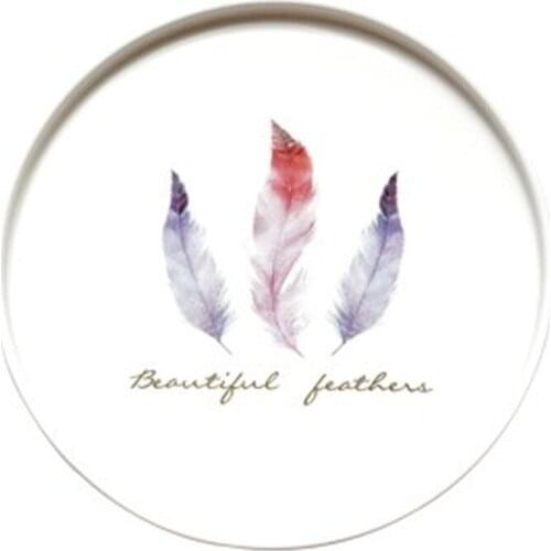 Feather pattern plate Kitchen Dish Dessert Dinner Plate Dinnerware Tableware Shatterproof 8 inches Dishes Plates