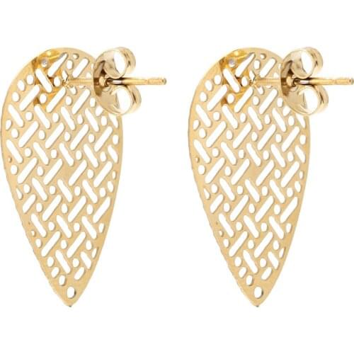 10pcs/lot Gold Tone Stainless Steel Hollow Leaf stud Earrings Post Connectors for DIY Jewelry Making Earring Findings Pendants