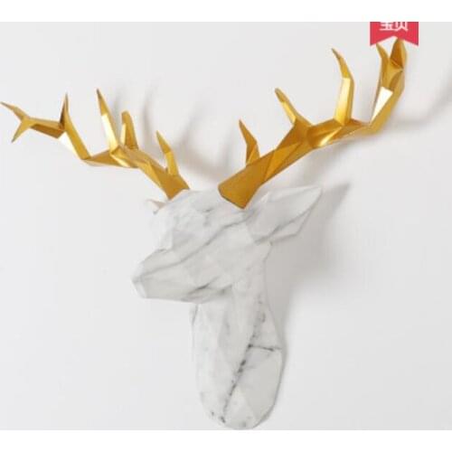 NORDIC MARBLING GEOMETRY DEER HEAD WALL HANGING DECORATION LIVING ROOM TV BACKGROUND CLOTHING STORE SOFT WALL DECORATION