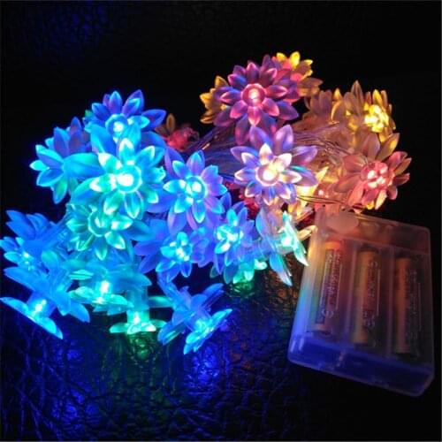 LED Lotus String Lights Decoration 3/5/10M Christmas New Years Decorative Lamps Battery Flash Flower Garlands USB Fairy Light