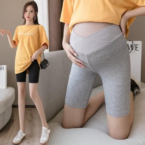 All Match Cross Low-rise Pregnant Women Knee-length Pants Slim Hips Maternity Belly Shorts Skinny Pregnancy Sport Trousers M-2XL
