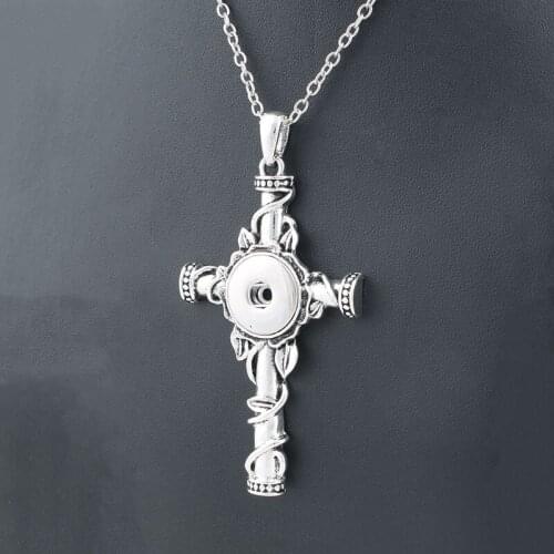 Vintage cross 18mm metal xinnver necklace & pendant Sterling jewelry with beads chain statement woman Beads kolye ZG040